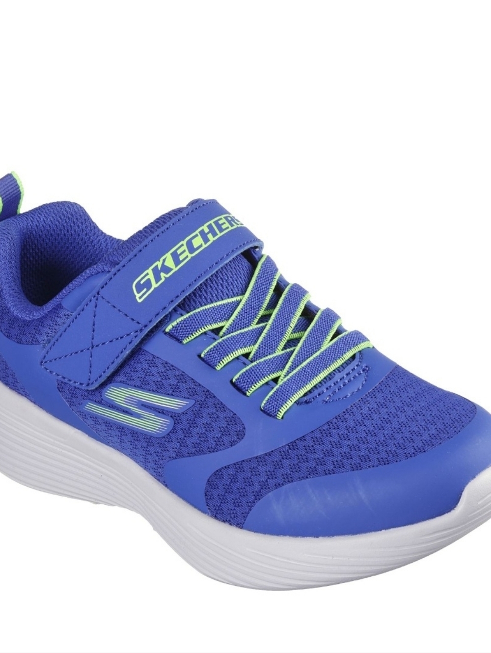 Skechers Kids Royal Blue and Neon Green Lace-Top Sneaker
